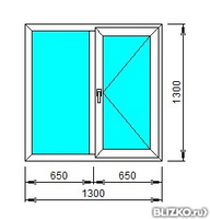 Окно пластиковое двухкамерное Exprof 1300x1300