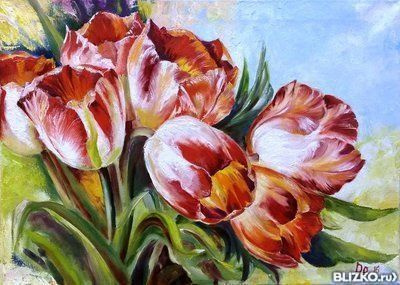 Картина "Тюльпаны для любимой". Холст, масло, 50*70 см