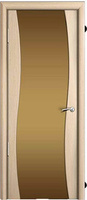 Дверь межномнатная Волна шпон беленый дуб со стеклом бронзовый триплекс