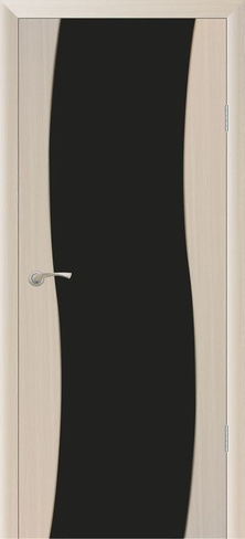 Дверь межномнатная Волна шпон беленый дуб ДО со стеклом черный триплекс