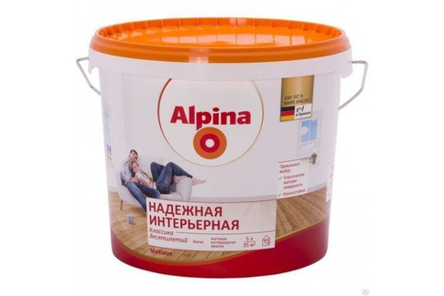 Alpina Надежная Интерьерная (Mattlatex) - надежная интерьерная универсальная латексная краска. Используется для высококачественных интерьерных работ, рекомендуется для покраски стеклообоев