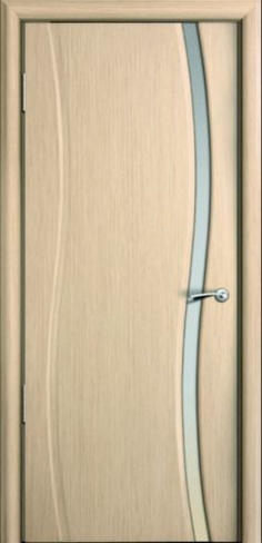 Дверь межномнатная Волна 1 шпон беленый дуб ДО со стеклом молочный триплек