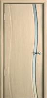 Дверь межномнатная Волна 1 шпон беленый дуб ДО со стеклом молочный триплек