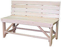 Лавки и столы для бани: скамейка со спинкой, 1100 мм