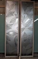 Двери купе с декоративным зеркалом Листья