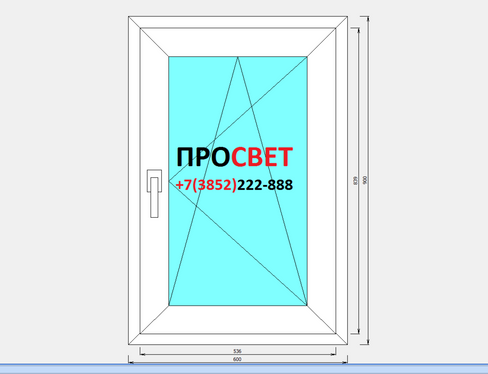 Окно пластиковое трехкамерное EXPROF 58 мм 600x900 одностворчатое