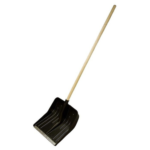Лопата для уборки снега пластиковая, 420 х 425 х 1550 мм, деревянный черено