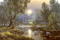 Картина для бильярдной комнаты - Старый парк. Лебеди