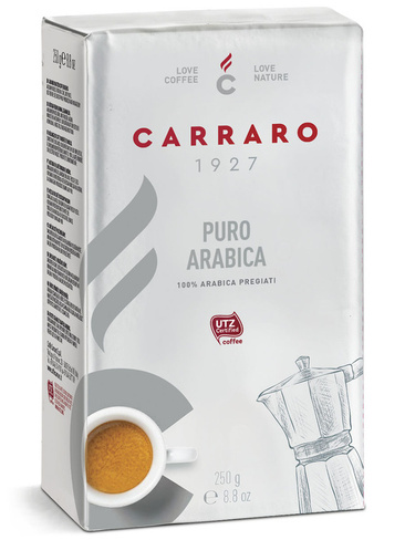 Молотый Кофе Carraro arabica 100% молотый 250гр