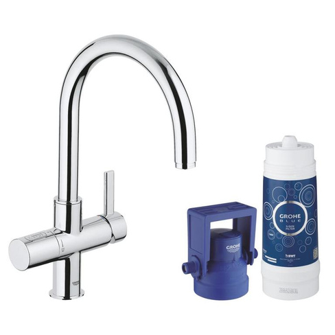 BLUE PURE Смеситель для мойки 33249001м+фил (старт комп)3/8 GROHE