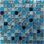 Стеклянная мозаика Satin Blue 300x300 мм чип 8x23x23 мм