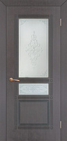 Дверь межкомнатная шпонированная Троя, со стеклом, мореный дуб