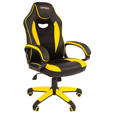 Кресло компьютерное BRABIX Blaze GM-162 TW/экокожа черное/желтое 532579 7083507