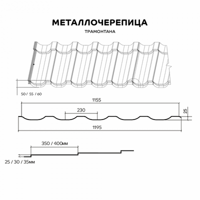 Металлочерепица толщина 0 5мм покрытие полиэстер цвет ral 8017