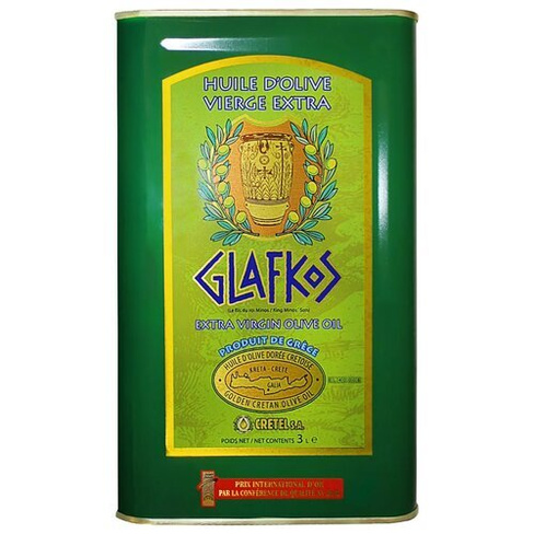 Масло оливковое Glafkos нерафинированное Extra Virgin, жестяная банка, 3 л