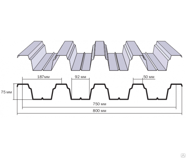 Профнастил н75 чертеж