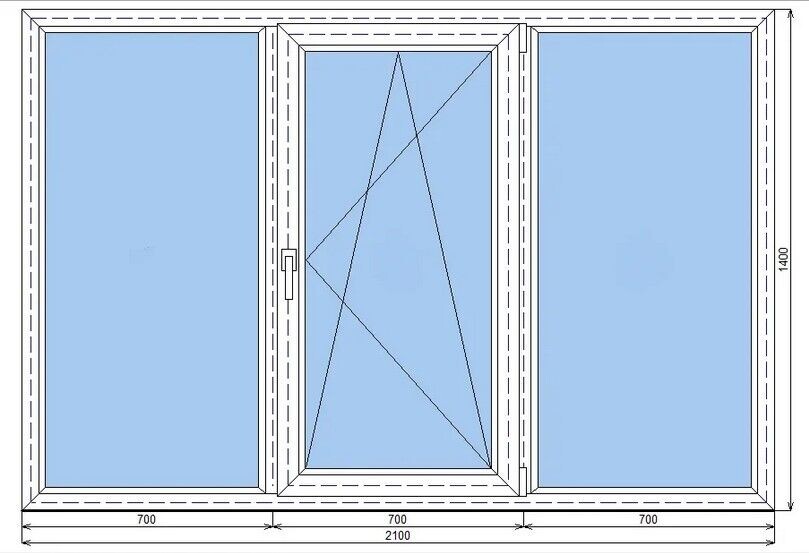 Эскиз трехстворчатого окна пвх