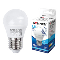 Лампа светодиодная SONNEN 7 60 Вт цоколь E27 шар нейтральный белый свет 30000 ч LED G45-7W-4000-E27 453704