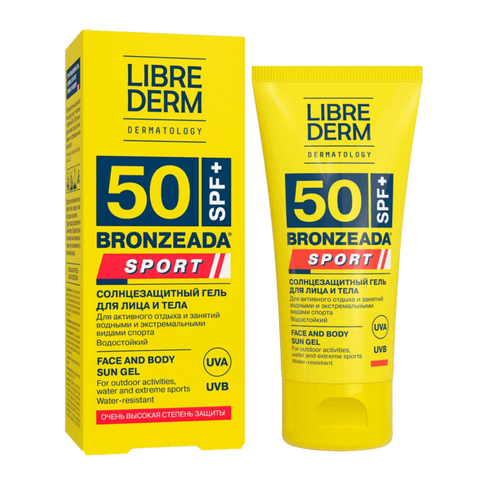Гель cолнцезащитный для лица и тела Bronzeada Sport, SPF50, 50 мл, Librederm LIBREDERM