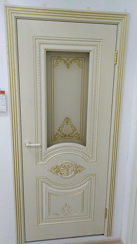 Межкомнатная дверь "Моцарт" ДО (2150 нестандарт), элит дуб 9001+янтарь