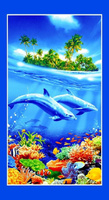 Полотенце вафельное 150х80 "Дельфины" УЦЕНКА (тех.шов)