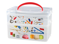Коробка БЫТПЛАСТ Multi Box, 2 л + 3 л, с ручкой, декор шитье, пластик