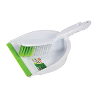 Совок для мусора + щетка пластик резиновая кромка зелено-белый ЛЮБАША 603615
