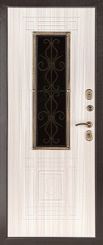 Входная дверь металлическая с ковкой Венеция-2 сандал белый 870x2050