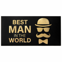 Конверт для денег BEST MAN IN THE WORLD Мужской стиль 166х82 мм фольга ЗОЛОТАЯ СКАЗКА 113759