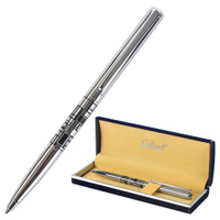 Ручка подарочная шариковая GALANT Basel корпус серебристый с черным хромированные детали пишущий узел 07 мм синяя