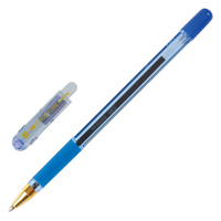 Ручка шариковая масляная с грипом MUNHWA "MC Gold", СИНЯЯ, корпус тонированный синий, узел 0,7 мм, линия письма 0,5 мм,