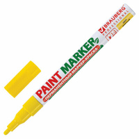 Маркер-краска лаковый paint marker 2 мм ЖЕЛТЫЙ БЕЗ КСИЛОЛА без запаха алюминий BRAUBERG PROFESSIONAL 150863