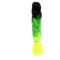 Queen fair ZUMBA Канекалон трёхцветный, гофрированный, 60 см, 100 гр, цвет чёрный/зелёный/лимонный(#CY7) Queen Fair