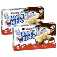 Шоколадно-молочное печенье Kinder Happy Hippo Cacao Киндер Хеппи Хиппо со вкусом какао (Германия), 104 г - 2 шт.