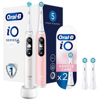 Вибрационная зубная щетка Oral-B iO 6 DUO + 2 насадки Gentle Care, белый/розовый
