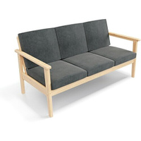 Садовый диван Soft Element Лориан-С трехместный, темно-серый, из дерева, велюр, подлокотники, подушки, на террасу, на ве