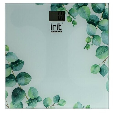 Весы напольные Irit IR-7273, электронные, до 180 кг, 2хААА, белые срисунком "Листья" irit