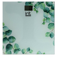 Весы напольные Irit IR-7273, электронные, до 180 кг, 2хААА, белые срисунком "Листья" irit