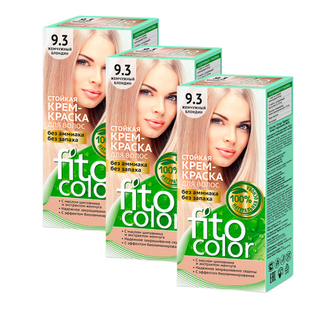 Стойкая крем-краска для волос без аммиака FitoColor Fito косметик, 9.3 Жемчужный блондин, 115 мл (в наборе 3 шт)