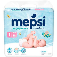 Подгузники для новорожденных Mepsi размер 1 (NB) 0-6 кг (90 штук в упаковке)