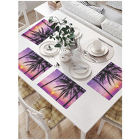 Комплект салфеток JoyArty "Закат на пляже под пальмами" для сервировки стола (32х46 см, 4 шт.)