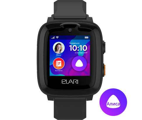 Часы-телефон ELARI детские KidPhone 4G с Алисой и GPS, черные