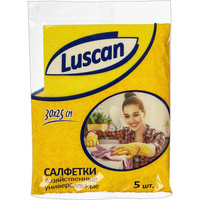 Салфетки хозяйственные Luscan вискоза 30х25 см 70 г/кв.м (5 штук в упаковке)