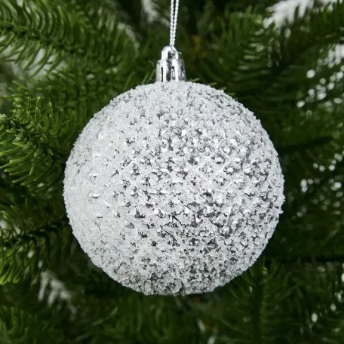 Елочное украшение Шар с узором Christmas ø7.8 см пластик цвет серебристый Без бренда None