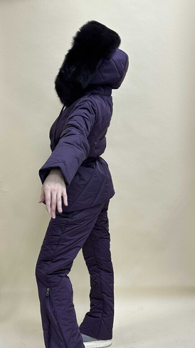 Костюм штаны+куртка до -35 градусов с натуральным мехом песца в фиолетовом цвете