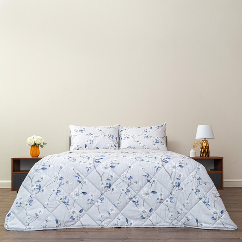 Постельное белье с одеялом-покрывалом Массимо цвет: голубой (евро)