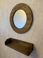 Зеркало круглое настенное в деревянной раме из массива D 59 см