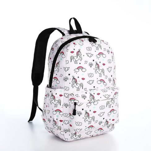 Рюкзак молодежный из текстиля на молнии, 3 кармана, поясная сумка, цвет светло-розовый No brand